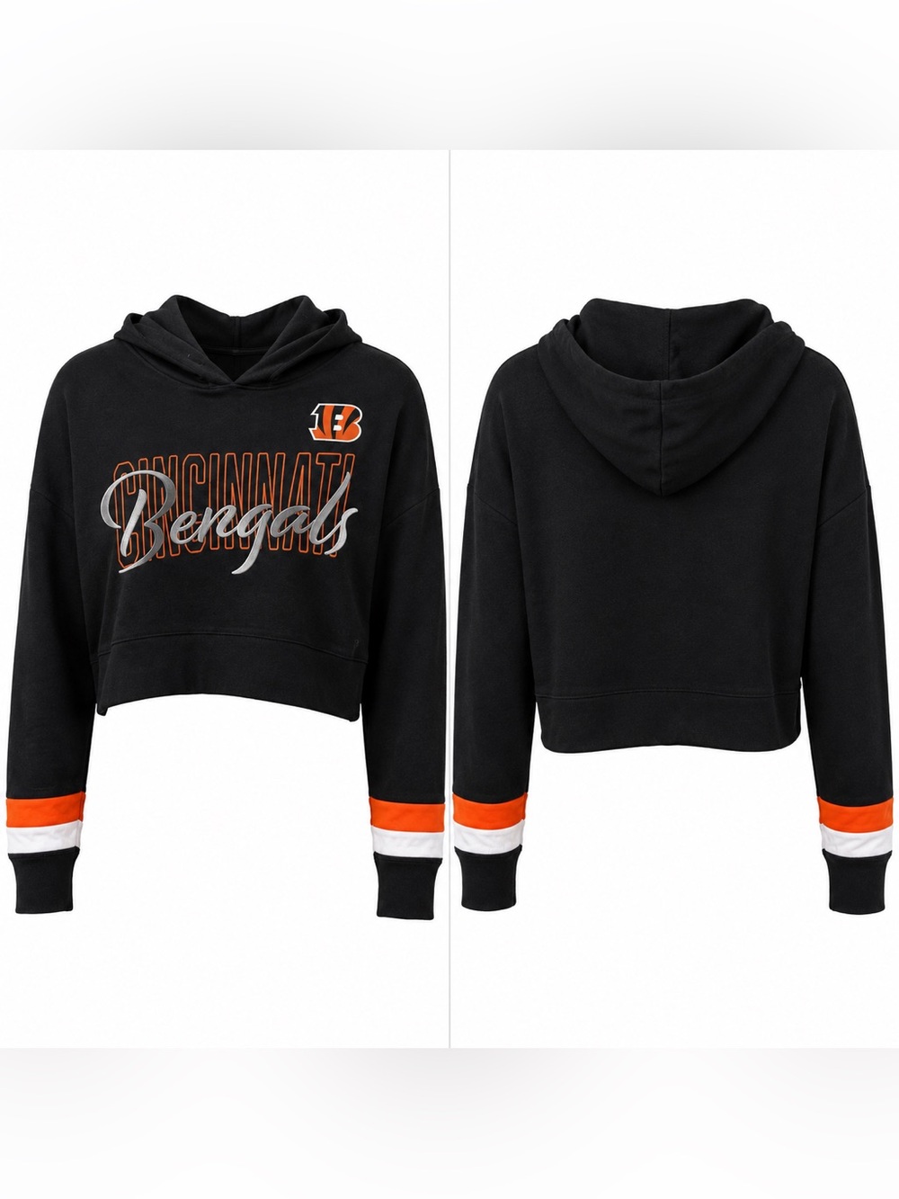 🆕 Fanatics Cincinnati Bengals Cropped Pullover Hoodie NWT Women’s Large - Picture 2 of 2